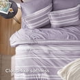 thumbnail image 3 of U by Bedsure Bed in a Bag King Size 7 Pieces, Purple White Striped Bedding Comforter Sets All Season Bed Set, 2 Pillow Shams, Flat Sheet, Fitted Sheet and 2 Pillowcases, 3 of 7