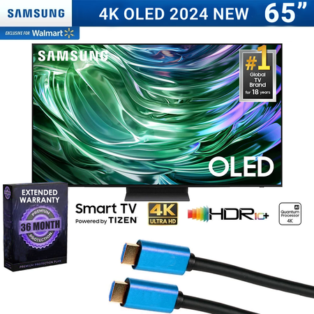 SAMSUNG 65” Class S90D OLED Smart TV QN65S90DAFXZA 2024 Bundle with 3 YR EXCLUSIVE Enhanced Protection Pack - HDMI - USA Warranty - International Model