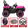thumbnail image 4 of Montable Electrico Camioneta 4x4 para Niños Bluetooth Luces Led Control Remoto Batería 12v - Rosa, 4 of 8