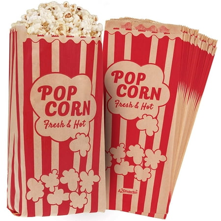 Popcorn Bags Kraft Paper Red Printed Vintage Retro Style 125 Pcs Large 11