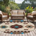 thumbnail image 5 of Round Rugs 6 Ft, Boho Southwest Non Slip Area Rugs for Kitchen Bedroom Entryway, Farmhouse Aztec Tribe Brown Blue Plaid Washable Carpet Runner Rug Floor Mats for Bedroom Home Decor, 5 of 9