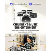 Donner Kids Junior Drum Set for Beginner, 14 5-Piece Percussion Instrument Practice Learning, Black