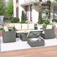 thumbnail image 2 of Patio Furniture Sets, 5-Piece Outdoor Sectional Sofa Set with 3-Seat Sofa and Armchair, Coffee Table, All-Weather Wicker Furniture Conversation Set for Backyard Garden, Q16381, 2 of 13