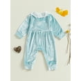 thumbnail image 6 of Suealasg Baby Girl Boy Velvet Bodysuits Lace Trim Doll Collar Long Sleeve Adorable Winter Romper, 6 of 9
