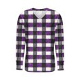 thumbnail image 3 of Christmas Sweatshirt for Women Color Block Christmas Tree Graphic Sweater Xmas Holiday Long Sleeve Pullover Shirt Tops (3XL, Purple), 3 of 3