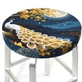 thumbnail image 3 of Honeii Moonlit Golden Tree Peacock Bar Stool Covers – Perfect Fit for 12" to 14" Round Stools, Crease-Resistant, Stretchy, Washable & Dustproof Seat Slipcovers-14 inch, 3 of 7