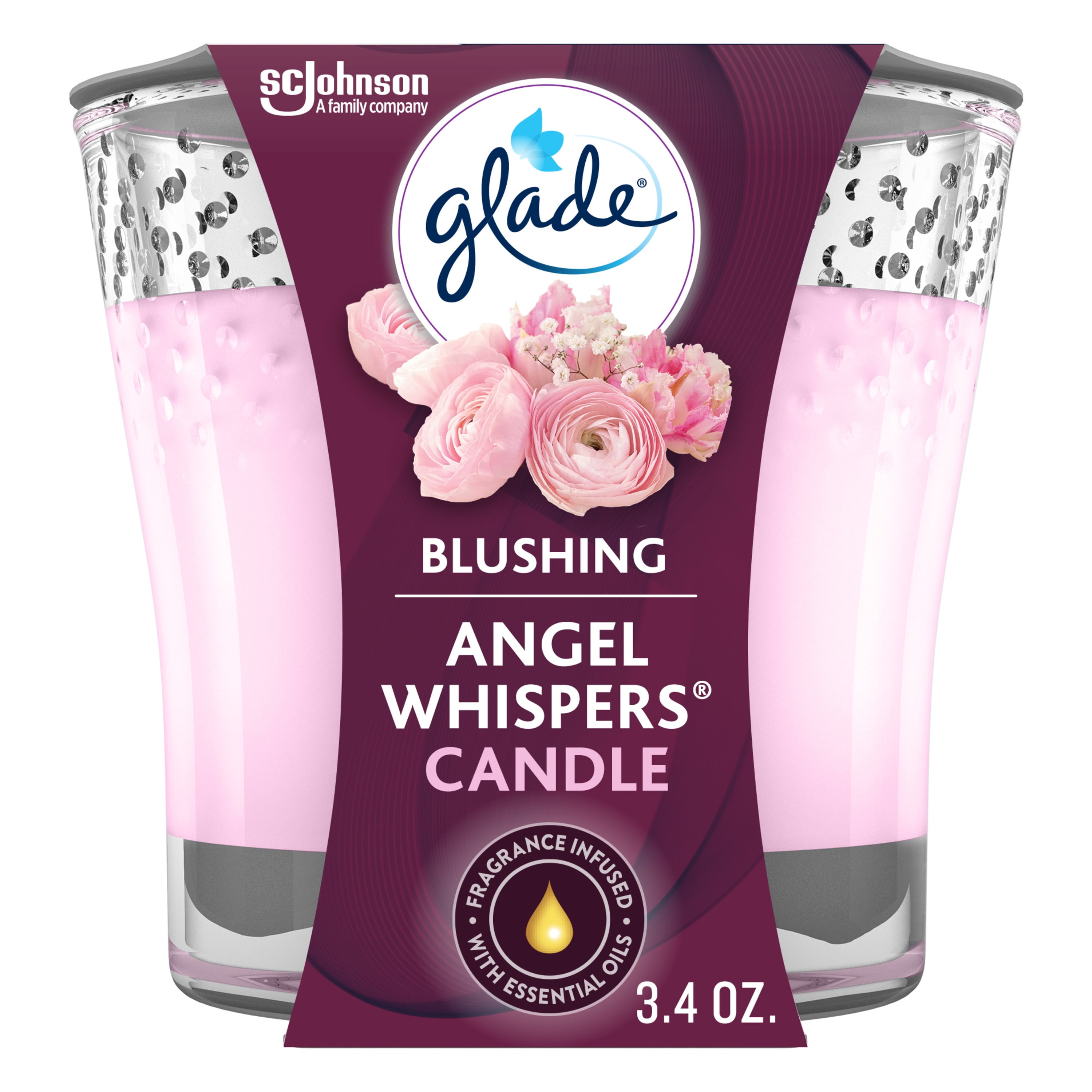 Glade Scented Candle Jar, Angel Whispers Scent, Fragrance Infused with