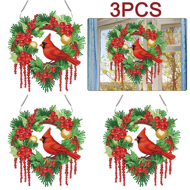 Juego 3 Coronas Decorativas para Pared Con Forma Especial (cardenal)