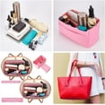 thumbnail image 5 of Felt Organizer Insert for Handbag Detachable Zipper Pocket Tote Bag Organizer Rectangle Bag in Bag Zipper Shoulder Bag Interior Shaper for LV Speedy Cosmetic Bag 11.4x5.9x6.3 Inch Pink, 5 of 9