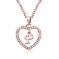 thumbnail image 1 of Maoww 26 Letters P Heart Shape Pendant Necklace Rhinestone Rose Golden Clavicular Chain Jewelry Couple Gift, 1 of 5
