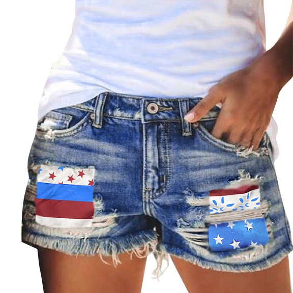 Durtebeua Shorts for Women Push Up Shorts Zipper High Waist Blue XXL