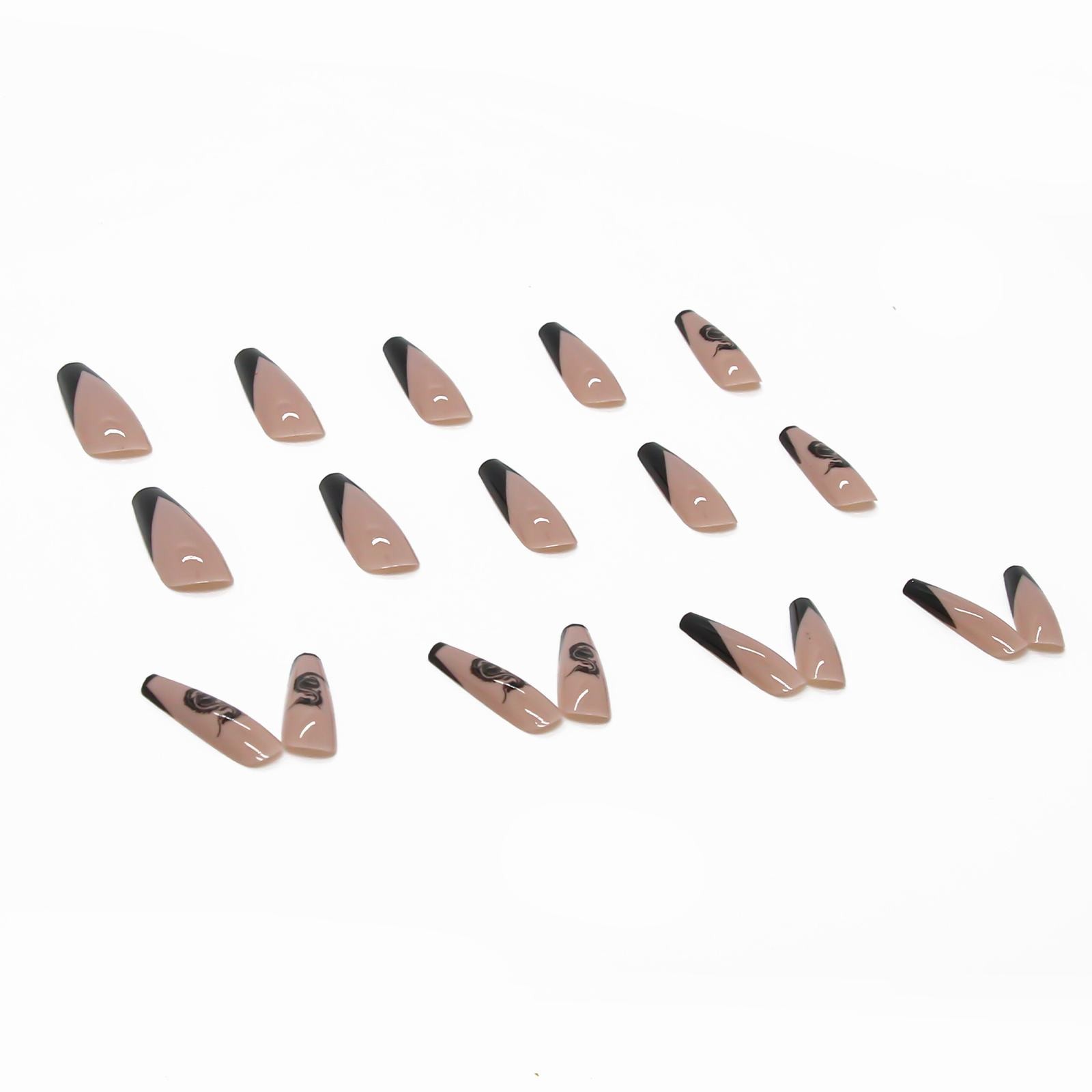 Acrylic Nail Tips Long False Nails with Designs Coffin Short Acrylic Coffin Nails on Bail Arm Rest Forms Coffin Shape Straight C Long Nail Tips on Coffin Nails French Tips