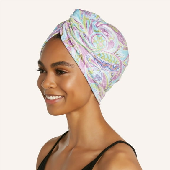 Turbie Twist Microfiber Hair Towel Wrap 1 Pack - Quick Dry, Anti-Frizz Hair Turban for Thick, Long, and Curly Hair (Purple Paisley)