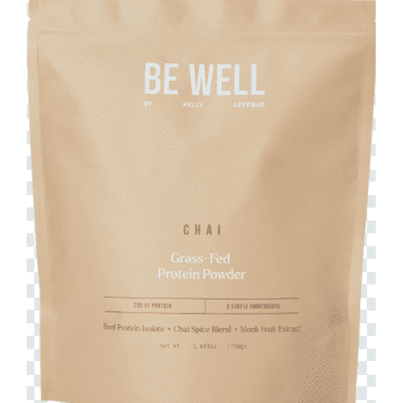 Be Well by Kelly Chai Grass-Fed Beef Protein Powder, 23G of Protein & Zero Carbs (3 Ingredients, 30 Servings) 9 Amino Acids 3 BCAAs No Soy, No Dairy, Stevia-Free, No Sugar Added 1.65lb 750g