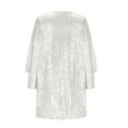 thumbnail image 6 of Lovskoo Women's Off Shoulder Sequin Dresses Long Sleeve Loose Casual Cocktail Party Dress Sparkly Glitter Short Mini Dress White M, 6 of 7