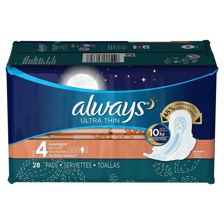 Always Ultra Thin Pads Overnight Flexi-Wings 26 Each (Pack of 2