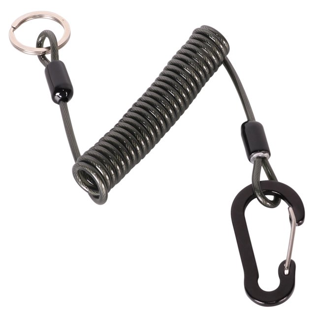Cuerda de seguridad con cordón de bobina de pesca con alambre de mosquetón en el interior para alicates y empuñaduras de labios
