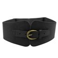 thumbnail image 2 of NUZYZ Women Faux Leather Buckle Elastic Wide Belt Strap Solid Color Waistband, 2 of 6
