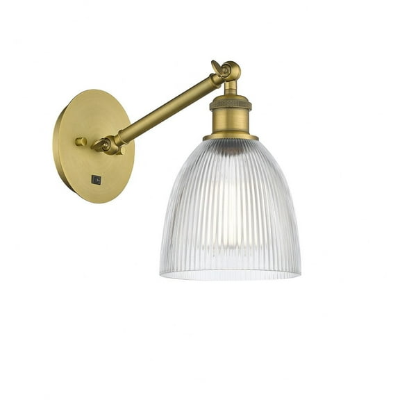317-1W-BB-G382-LED-Innovations Lighting-Belfast - 1 Light Wall Sconce In Industrial Style-11.38 Inches Tall and 6 Inches Wide Brushed Brass Clear