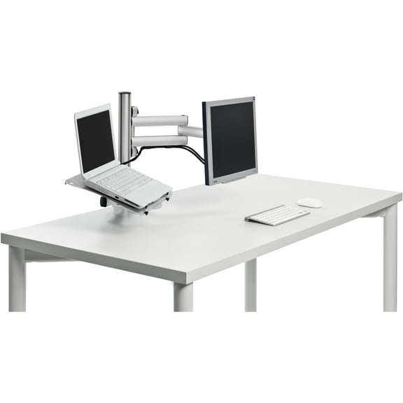 Novus Business Combination Set, Elevate a Laptop and Monitor, Adjustable for Viewing Position, Cable Guides, Clamp Mount