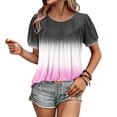 thumbnail image 4 of Hot Pink Teen Girls Pleated Plain Tshirts Gradient Loose Fit Tee Tops for Women Short Sleeve Crew Neck Brunch Summer Fall Tee Shirt 2025 Clothing XXL, 4 of 7