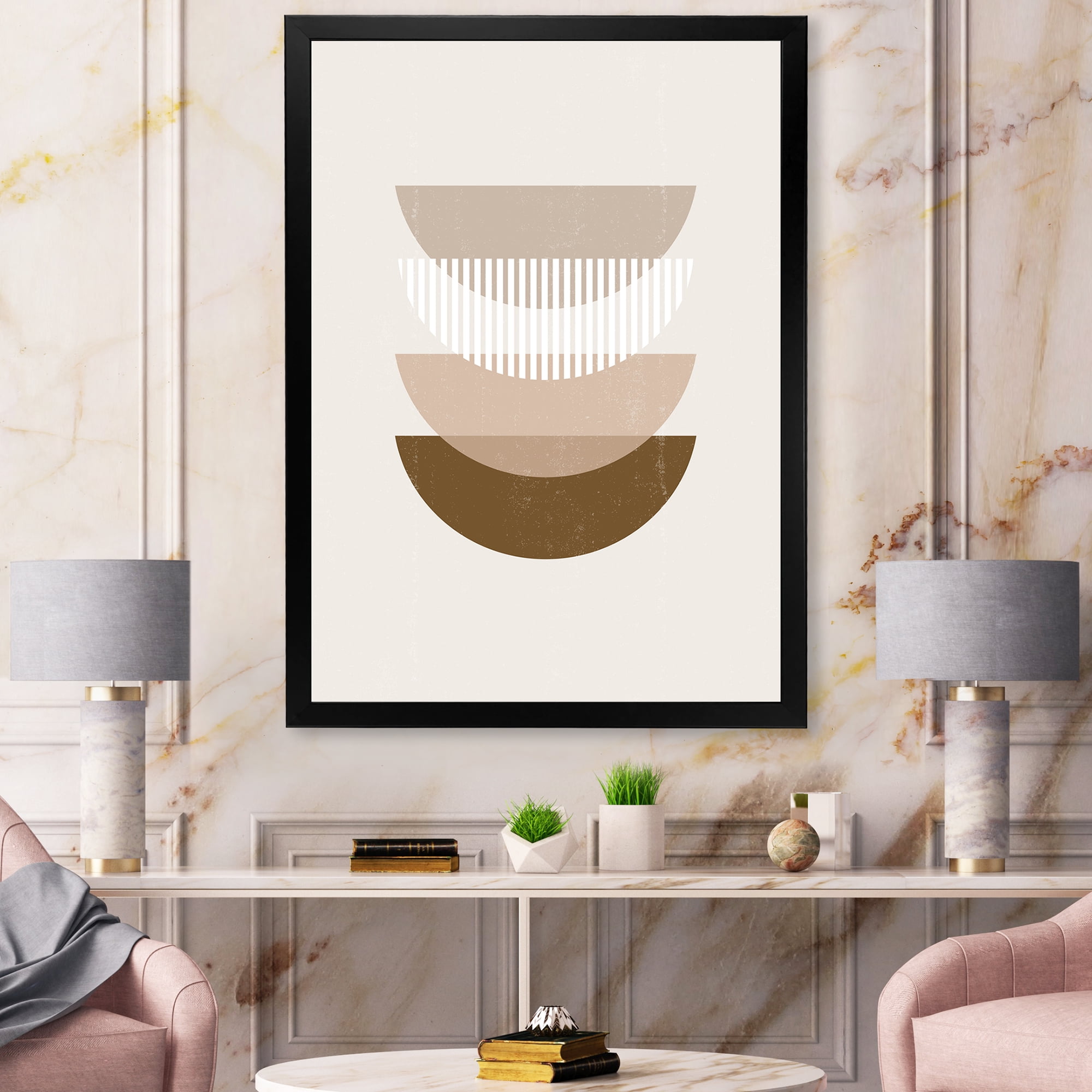 Designart 'Abstract Moon and Sun Geometric Print III' Modern Framed Art Print