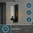 thumbnail image 3 of Grantley 1 Light Matte Black Indoor Outdoor Wall Sconce Clear Glass Cylinder Shade, LED Compatible, 3 of 12