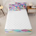 thumbnail image 4 of Homewish Watercolor Mermaid Scale Zipper Twin Comforter Sets with Fitted Sheet and 2 Pillowcases,Multicolor Zipper Bedding Set,Reversible,4pcs, 4 of 8