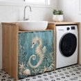thumbnail image 3 of Coastal Seahorse Blue Green Cabinet Curtain 35"Wx35"L,Dustproof Under Sink Skirt W/ Self Adhesive Tape,Summer Ocean Starfish Coral Cabinet Curtain Cover for Kitchen Sink,Bathroom Vanity,Laundry Room, 3 of 9