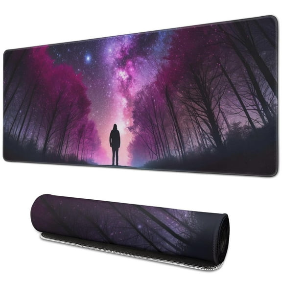 Galaxy Universe Gaming Mouse Mat, Rectangle Large Non-Slip Rubber Gaming Mouse Pad with Stitched Edges, Office Mouse Pad for Women Men Kids, 31.5x11.8in