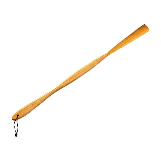 Zapato de madera ligero para viajes, herramienta calzadora de madera con mango largo para ayudar a vestirse. Onda Amarilla 75cm