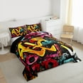 thumbnail image 4 of Homewish Cartoon Graffiti Bedding Comforter Set, Hip Hop Lover Twin Comforter Sets, Teens Kids Boys Girls Reversible Bedding Set, Luxury Bedroom Decor, 2 Pieces, 4 of 9