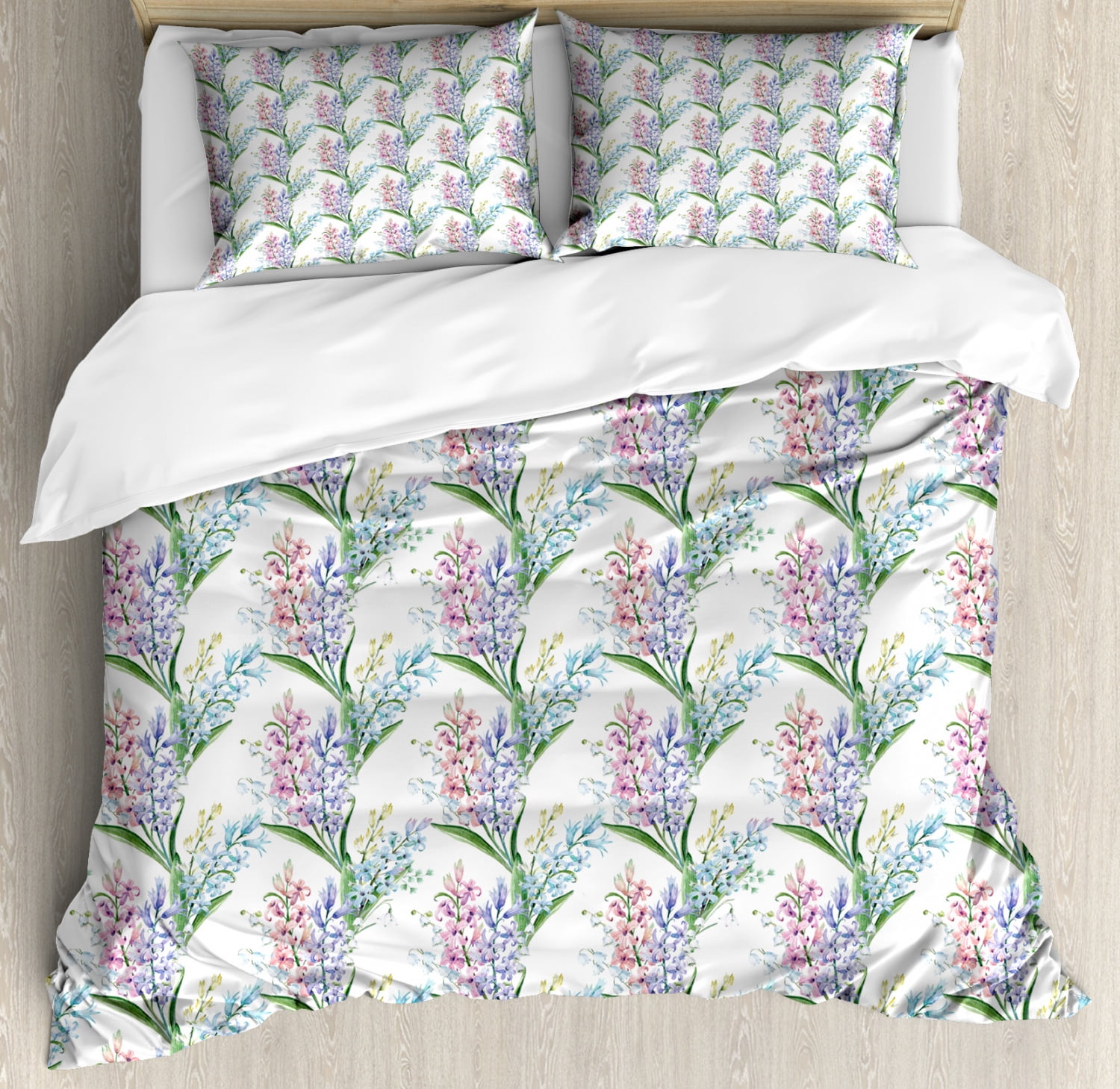 English Garden Duvet Cover Set, Delicate Hyacinth Flowers Spring Love