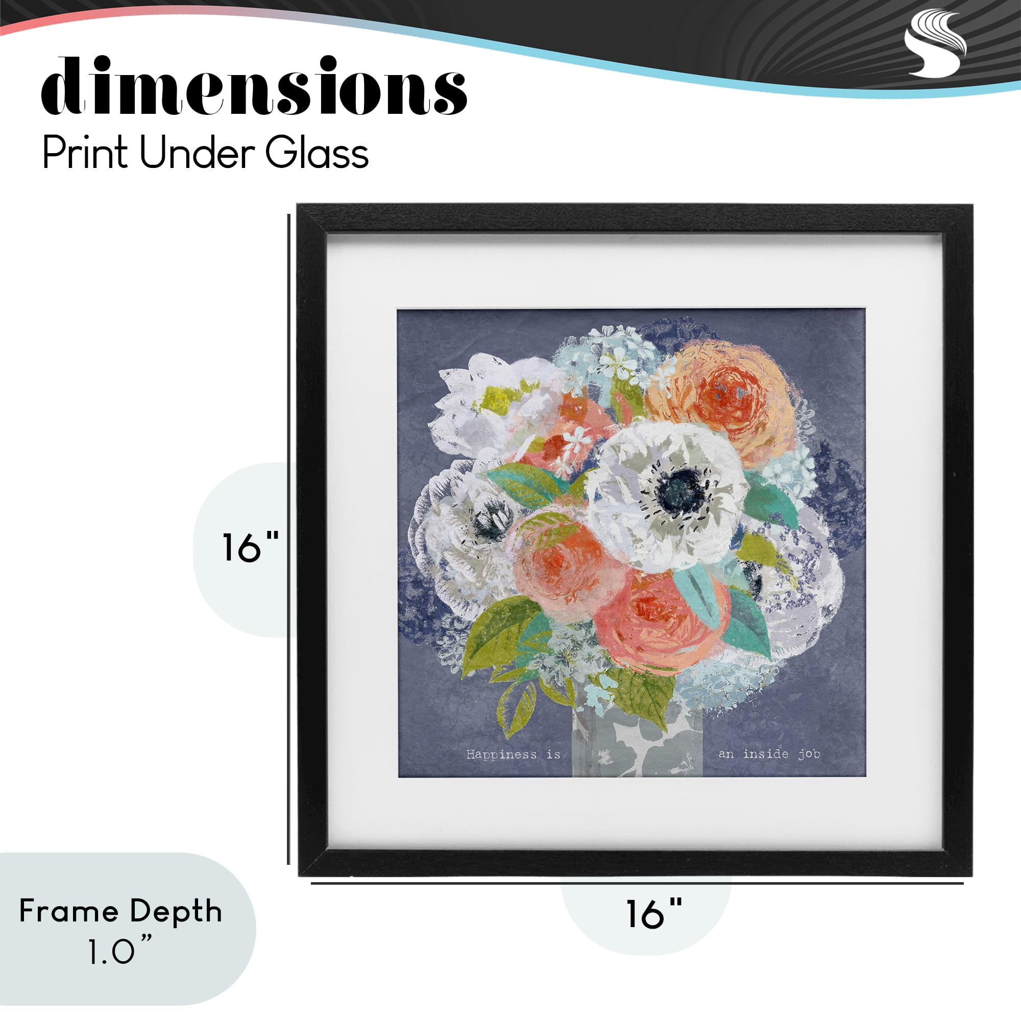 Stupell Industries Happiness Is An Inside Job Black Framed Print Under Glass, design by Suzanne Nicoll
