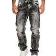 thumbnail image 3 of GrmtClth Men's Acid Wash Straight Leg Stacked Jeans, Snowflake Tie Dye Stretch Denim, Y2K Hip Hop Streetwear Baggy Pants with Pockets 2XL, 3 of 7