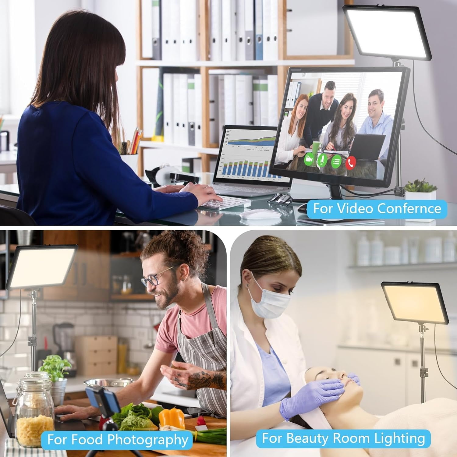 UEGOGO LED Video Light Kit w/ 43" Tripod - Dimmable for Streaming/YouTube/Podcasts