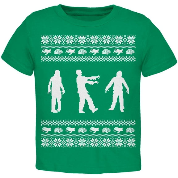 Zombie Ugly Christmas Sweater Green Toddler T-Shirt - 4T