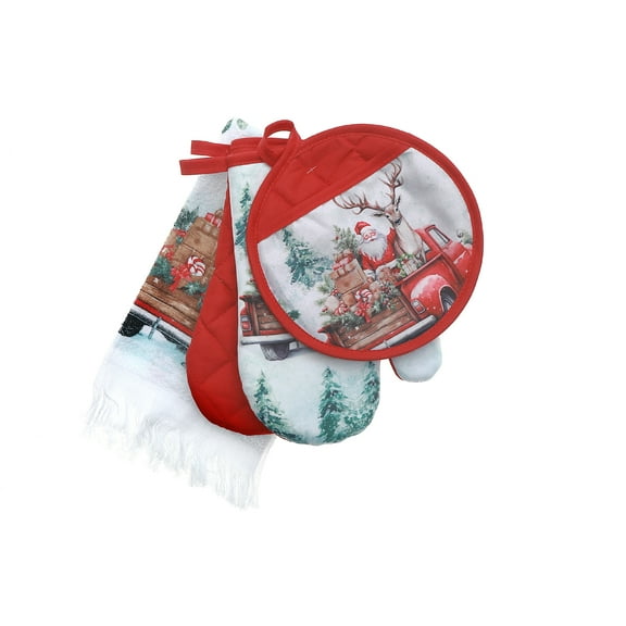 4 Pc Kitchen Set (Santa With Deer On Truck)