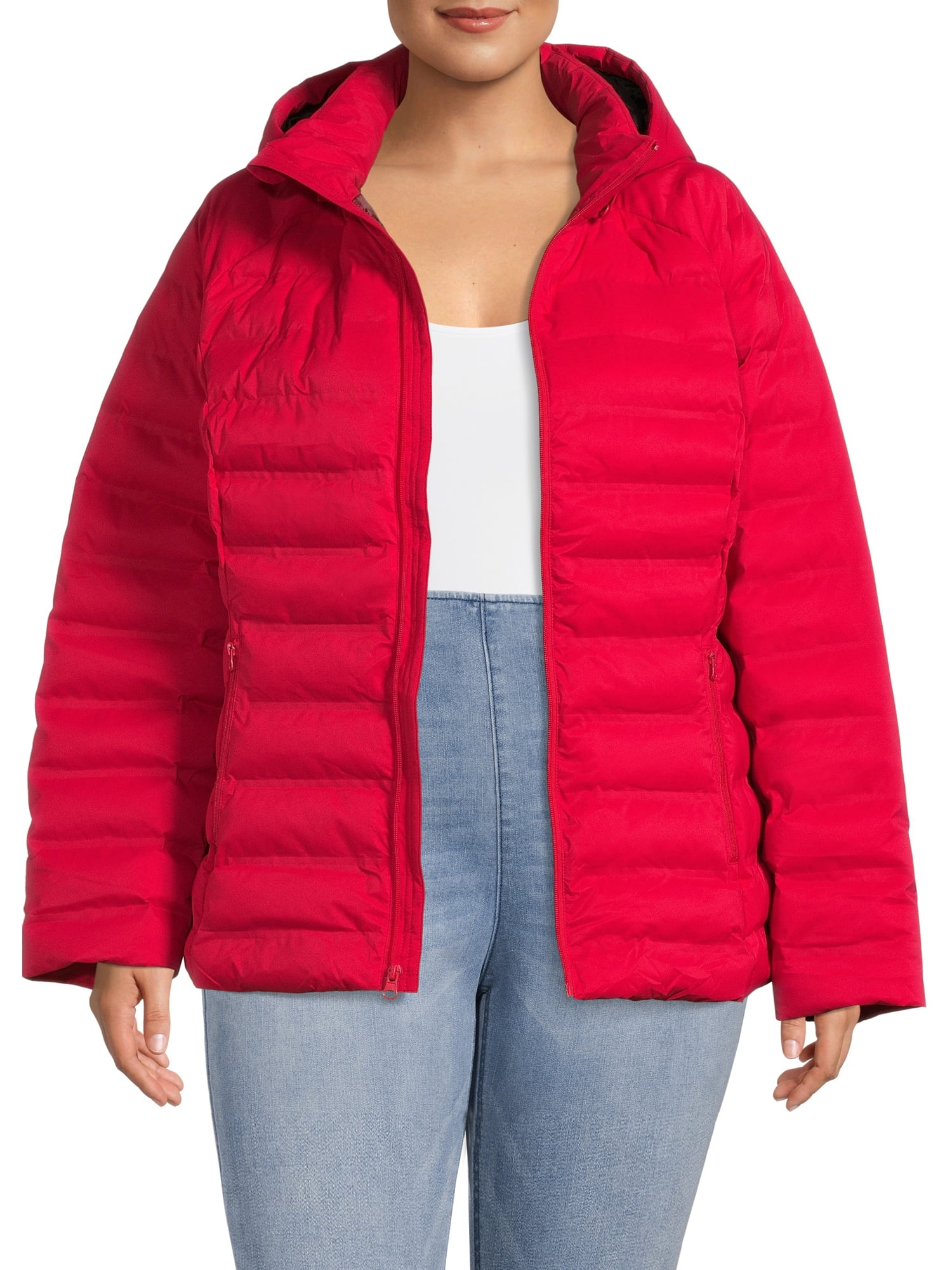pull and bear red puffer coat