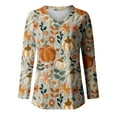 thumbnail image 4 of Inverlee Thanksgiving Shirts Women Funny Turkey Pumpkin Print Tees Fall Raglan Sleeve Soft T-shirts V Neck Tunic Blouse Outfit, 4 of 4