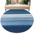 thumbnail image 2 of 7ft Round Rug, Blue Ombre Stripe Non-Skid Rubber Backing Large Area Rugs - Living Room Bedroom Home Office, Farmhouse Striped Modern Abstract Art Indoor Floor Mat Carpets Washable Rug, 2 of 9
