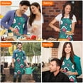 thumbnail image 6 of Dark Green Christmas Tree and House Pattern Apron-Garden Aprons for Women with Pockets-Cotton Linen Waterproof Kitchen Cooking Gardening Aprons Adjustable for Kitchen,Cooking,BBQ and Salon 33"x27", 6 of 7