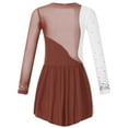 thumbnail image 4 of Aiihoo Girls Sparkle Rhinestone Dress Figure Skating Dress Long Sleeve Mesh Spliced Leotards Dance Dress Brown 8, 4 of 7