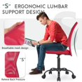 thumbnail image 5 of CL.HPAHKL Home Office Chair, Mid Back Mesh Desk Chair Height Adjustable Task Chair, Armless Rolling Swivel Chair with Lumbar Support for Teens Adults, Red, 5 of 7