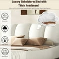 thumbnail image 4 of King Size Leather Upholstered Bed, Luxury Platform Bed with Detachable Thick Headboard & Oversized Padded Backrest, No Box Spring Needed, 1000LBS Weight Capacity, White, 4 of 8