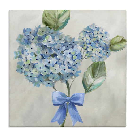 Stupell Industries Blue Bow Hydrangea Beauty Canvas Wall Art design by Nan, 17 x 17