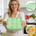thumbnail image 7 of Ice Cube Mold with Lid, Silicone Rose Ice Cube Tray for Freezer, Easy Release Ice Trays Maker, Make 9 Ice Ball Maker Mold Flower Ice Tray Mold for ,Green, 7 of 7