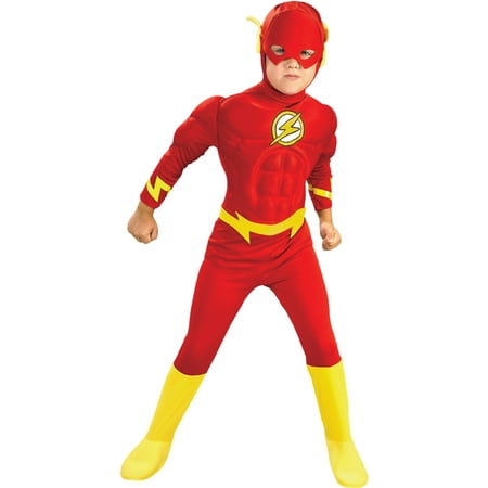 Her Outfit - Morris Costumes Boys Superhero Flash Muscle Chest Complete Outfit 4-6, Style RU82308SM
