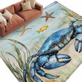 thumbnail image 2 of 6'x9' Area Rugs, Blue Crab Coastal Indoor Outdoor Area Rug for Living Room Bedroom, Nautical Starfish Beach Ocean Coral Washable Bathroom Rugs Kitchen Floor Carpet Mats Home Decor Aesthetic, 2 of 8