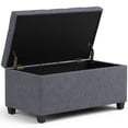 thumbnail image 3 of Sienna 33 inch Wide Storage Ottoman Bench in Slate Grey Linen-Look Fabric, 3 of 10